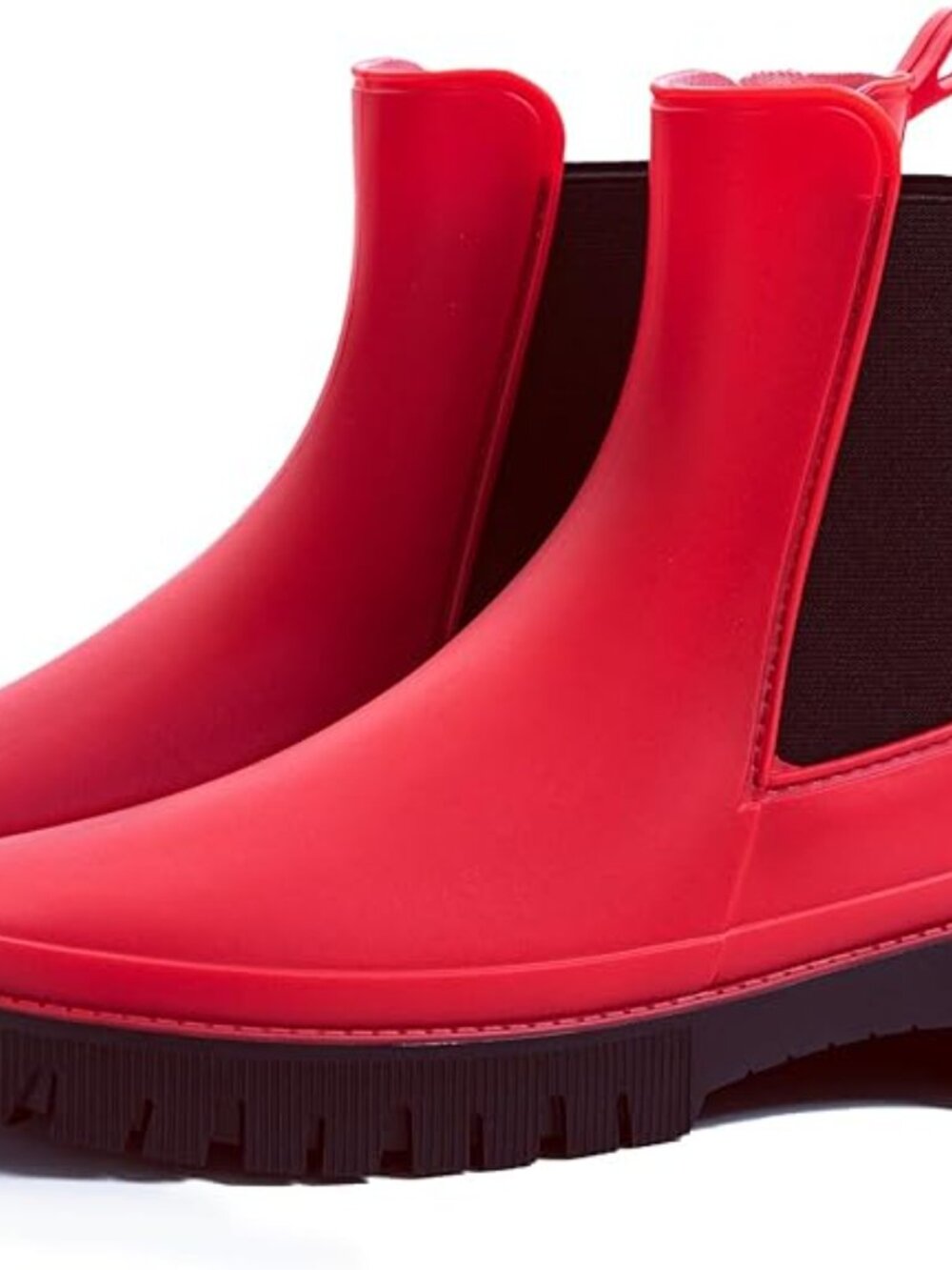 Women's Red Comfortable Waterproof Non-Slip Chelsea Ladies Short Rain Boots